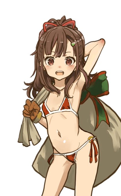 あくしずの #はいふり ピンナップが今号も素晴らしいので、ビキニサンタのメイちゃんver.を。それにしてもビキニは麻侖や芽依ちゃんくらいが似合います。 