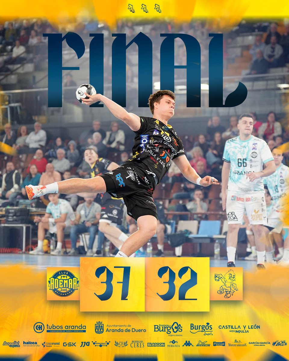 🏁 𝗙𝗜𝗡𝗔𝗟 | 37-32 | Nos vamos de vacío del Palacio de los Deportes tras dejar el corazón en la pista. Nada que reprochar, puro orgullo. 

¡Gracias a todos los arandinos desplazados y buen viaje de vuelta 💛! 

#ADEVDA
#SomosASOBAL
#AVivirMilAñosSinConocerte