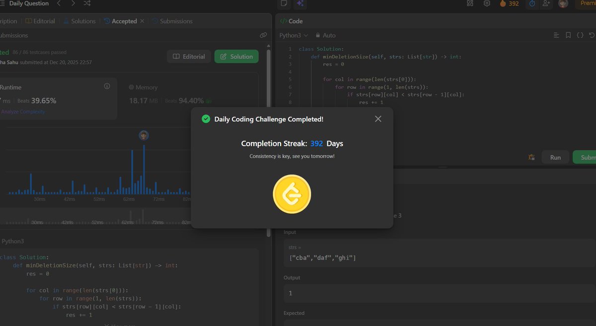 akashasahu07's tweet image. Day - 392
LeetCode daily challenge completed. Steady progress forward. 💻📈
#LeetCode #LeetCodeDaily #CodingPractice