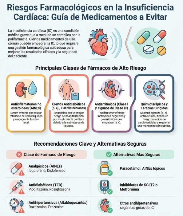 cardioteca's tweet image. 🆕 Fármacos que empeoran la insuficiencia cardíaca: qué evitar y con qué sustituir.

📕 Eur J Heart Fail 
🔓 Resumen del artículo en  cardioteca.com/insuficiencia-…

Muchos fármacos comunes pueden descompensar la insuficiencia cardíaca: AINE/COX-2, tiazolidindionas, verapamilo/diltiazem…