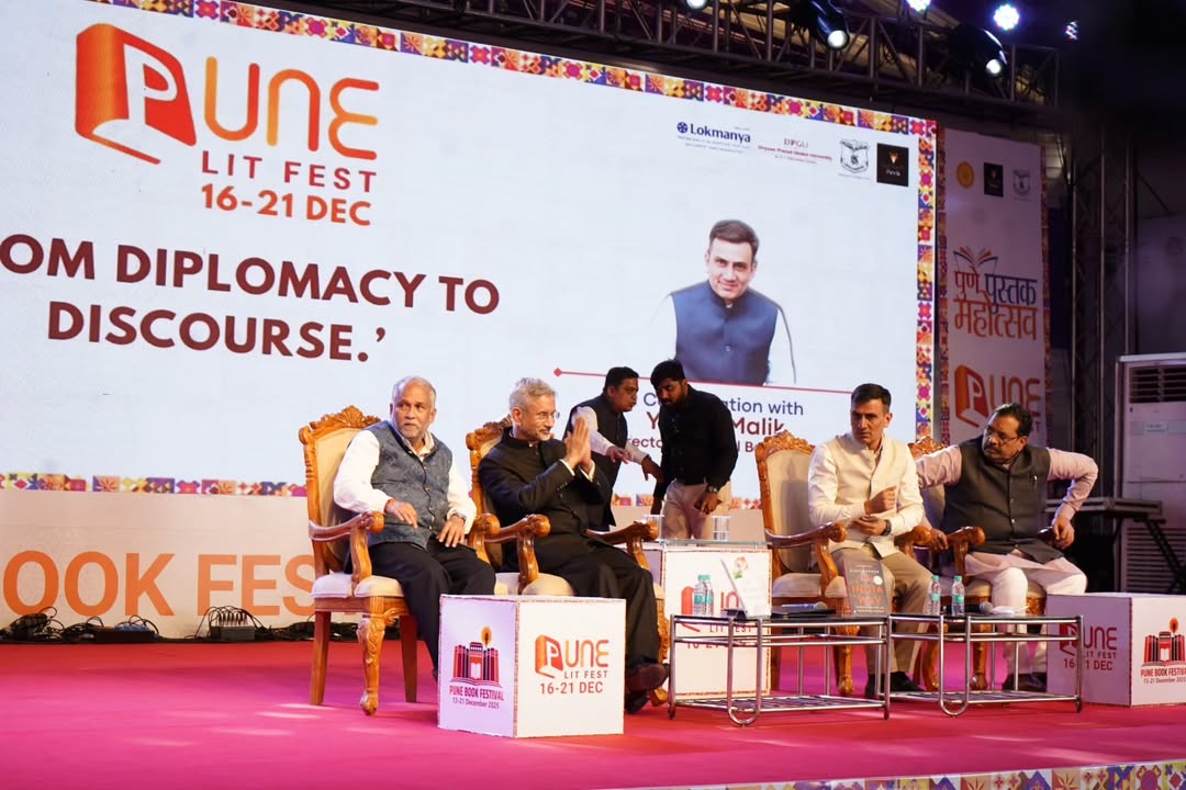 nbt_india's tweet photo. The Changing Face of Indian Foreign Policy 🇮🇳

At the #PuneLitFest, India’s External Affairs Minister Dr. S. Jaishankar shared powerful insights into India’s evolving global role during the session “From Diplomacy to Discourse: Jaishankar’s India.”

In conversation with Shri Yuvraj Malik, Director, NBT-India, he reflected on how India’s foreign policy has gained clarity, confidence, and purpose. Under the leadership of Honourable Prime Minister Shri Narendra Modi, India’s diplomatic approach has witnessed a decisive transformation—one that reflects a self-assured nation engaging the world on its own terms. 

#PuneLitFest #IndianForeignPolicy #DrSJaishankar #NewIndia #GlobalIndia #IndianDiplomacy #IndiaOnTheWorldStage #NBTIndia #ThoughtLeadership