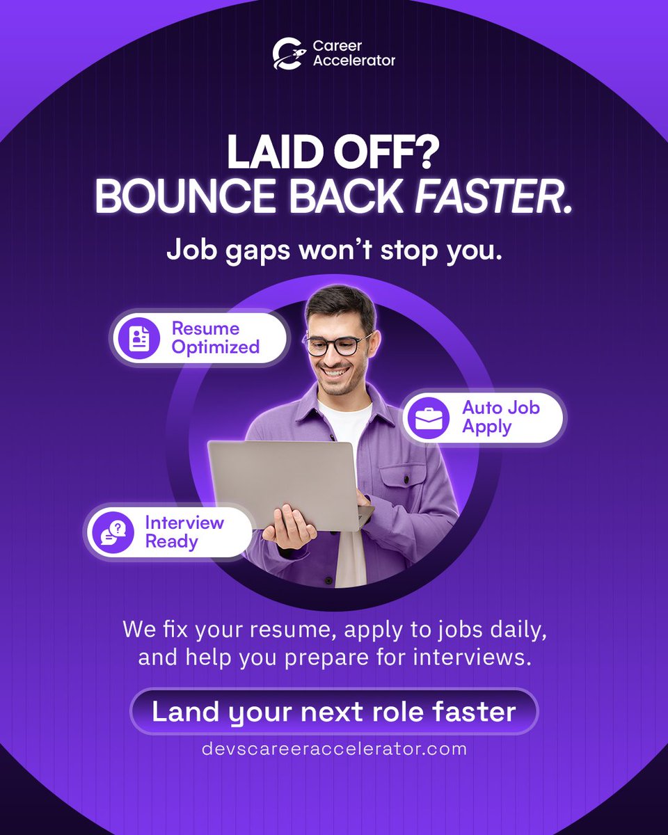 CareerAcce88300's tweet photo. Don’t let job gaps hold you back from your next opportunity. Let us help you optimize your resume and automate job application process
Try it now: https://t.co/xwa8NBzjaQ
#AI #JobSearch #Developers #Technology #BHAFC #DOMIIA #MB28 https://t.co/0MuBufDnO8