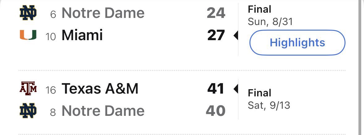 rtraustin_'s tweet image. Notre Dame against both of these teams.