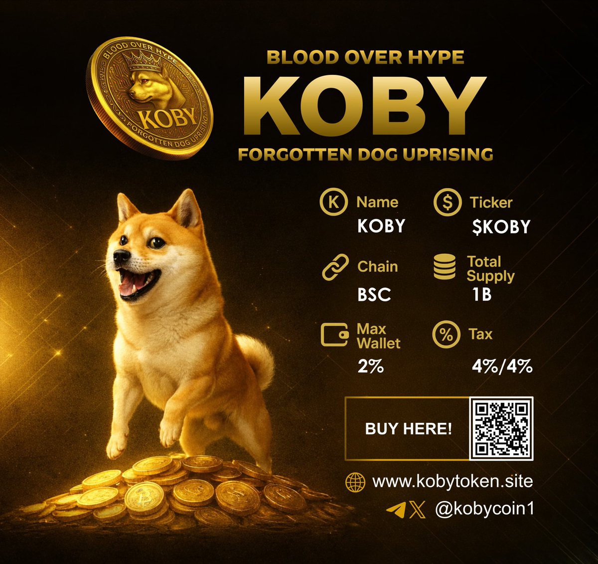 🐶 A Fresh Meme Story With Deep Roots

$KOBY is built around a unique narrative  the forgotten brother of Kabosu, the iconic Shiba Inu connected to the original Doge meme story.

Less than 3hours to the Big launch 

Are you ready?

Load your wallet with BNB and be the early mover