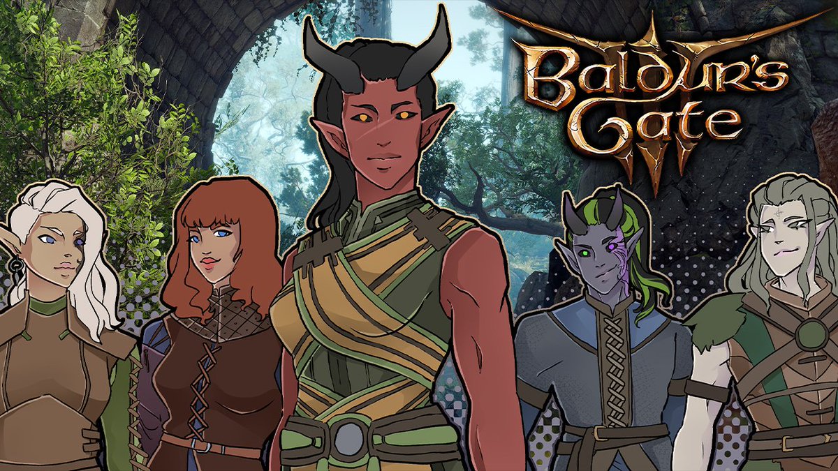 XeroXDS's tweet photo. It's finally here! The Baldur's Gate 3 streams begin tomorrow.

My friends @sweet_kiwi_draw, @TommiCerberus, @Obliviono_O, &amp; @SilverWindWSJ will be joining me for the journey.

Thumbnail art by @TommiCerberus https://t.co/axi3Akm7n4