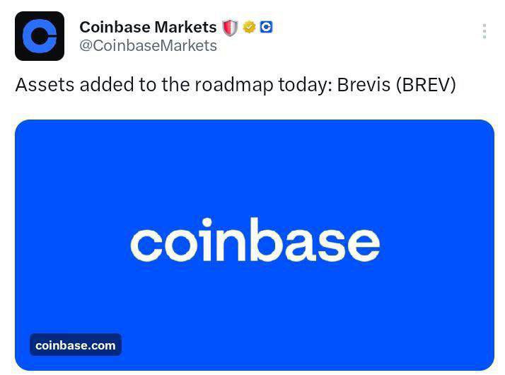 Zi_soll's tweet photo. ($BREV) just landed on the Coinbase roadmap — a
major milestone for the ZK compute stack. 
Momentum is building fast as visibility and adoption scale. 
Eyes on what comes next. 👀⚡️@brevis_zk
@coinbase https://t.co/wnNRbh0yM7