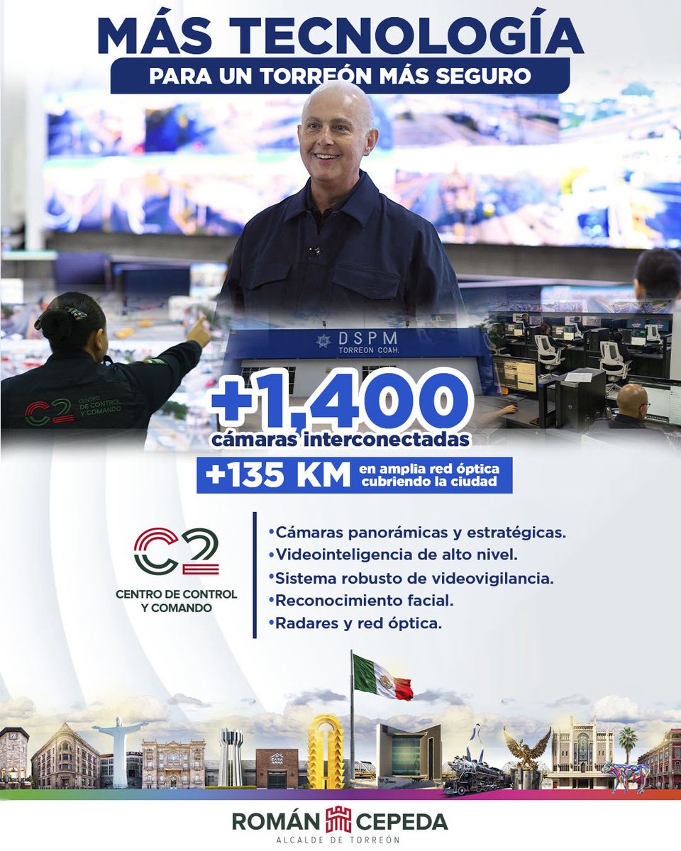 Seguimos realizando inversiones históricas en equipamiento, capacitación, inteligencia y tecnología para mantener a #Torreón como una de las ciudades más seguras para vivir. Con seguridad y planeación, avanzamos hacia un mejor futuro. #TorreónSiemprePuedeMás 👊 #CoahuilaPaDelante