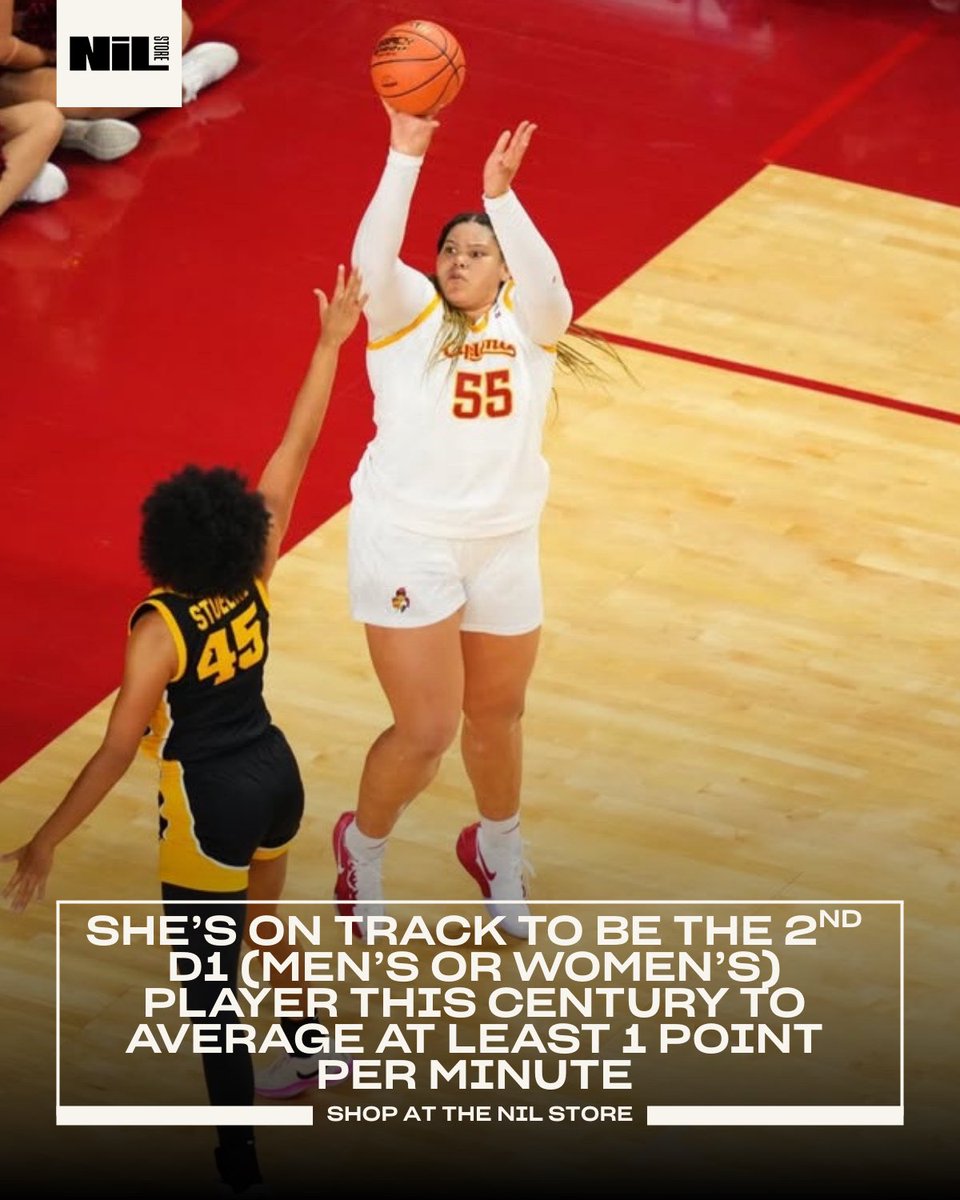 IowaStNILStore's tweet image. 276 points. 245 minutes. Audi Crooks is built different.
Rep greatness. Shop her merch at the NIL Store.

nil.store/iowa-state/isu…

#audicrooks #collegewomensbasketball #big12womensbasketball #cyclonenation #iowastatewbb