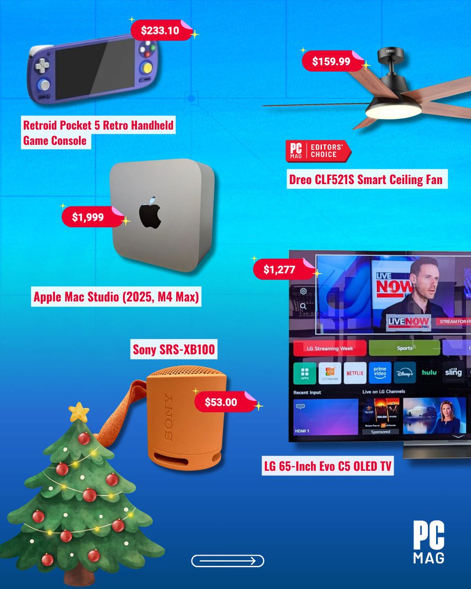 PCMag's tweet image. PCMag tested over 1,200 products this year, but what our experts buy with their own cash reveals their true favorites. 

Curious to know the complete list? Head to PCMag 👉️ bit.ly/4akBMeK

#giftguide #techgifts  #holidayshopping