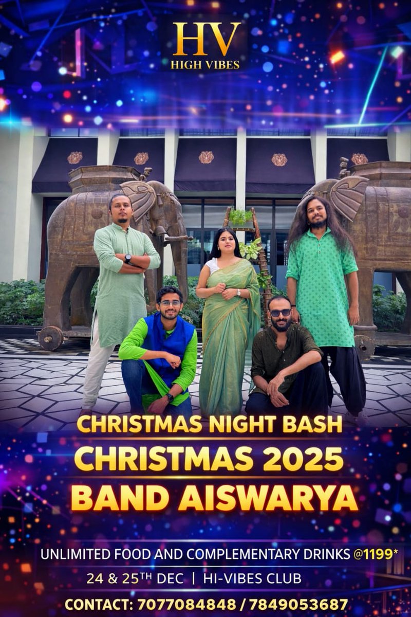 hii_vibes's tweet image. 🎄 Hii Vibes Christmas Bash  
Live Band, DJ Shikha, Unlimited Food &amp;amp; Mocktails – all at just ₹1199!  
📅 24–25 Dec | 📍 Phulnakhara, Bhubaneswar  
📲 +91 70770 84848 | +91 78490 53687 
#HiiVibesClub #ChristmasBash #DJShikha #PartyVibes #BhubaneswarNightlife #TrendingNow #XIndia