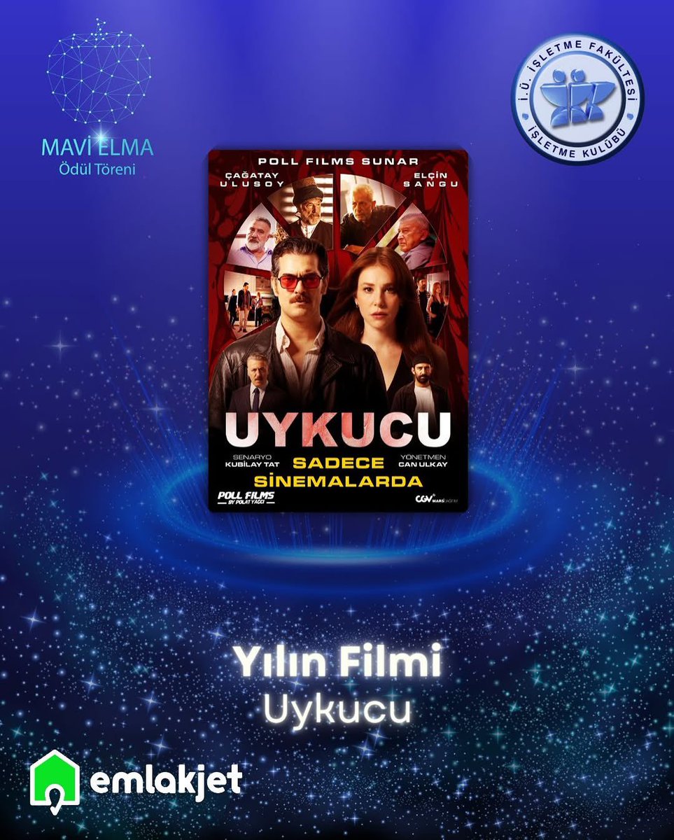 🏆 #ElçinSangu ve Çağatay Ulusoy’un başrolünde olduğu #Uykucu filmi, İstanbul Üniversitesi’nin düzenlediği Mavi Elma Ödülleri’nde “Yılın Filmi” ödülünü kazandı! Başta <a href="/elcnsng/">Elçin Sangu</a> ve <a href="/cagatayulusoyy/">Çağatay Ulusoy</a> olmak üzere tüm ekibe tebrikler. ♥️