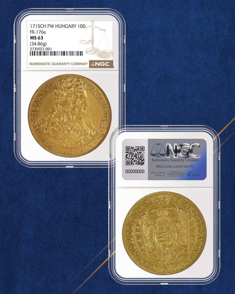 NGCcoin's tweet image. This seldom-seen Hungary 1715CH PW 10 Ducat has a starting price of about a quarter-million dollars in a Japanese auction this month. It's the only example in the NGC Census. Learn more: NGCcoin.com/news/article/1… #rarecoins #vintagecoins