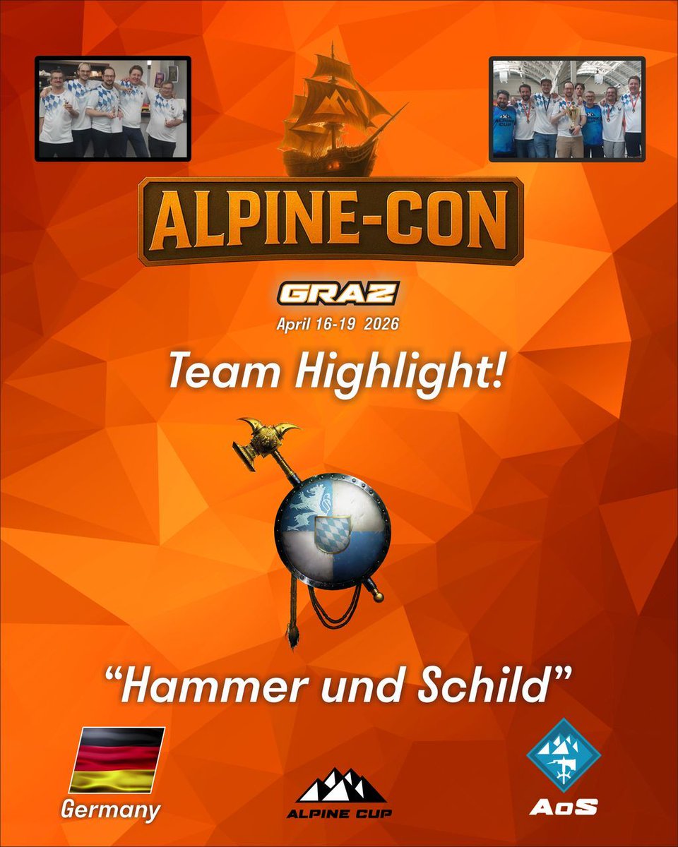 TheAlpineCup's tweet image. 🔨  Hammerzeit in Graz!  🔥 

Team Hammer und Schild is charging into ALPINE-CON with 3️⃣ TEAMS for the ultimate Age of Sigmar showdown at The Alpine Cup's massive tabletop event in Graz, Austria! 

Time to hammer the foes, shield our allies and forge new rivalries!