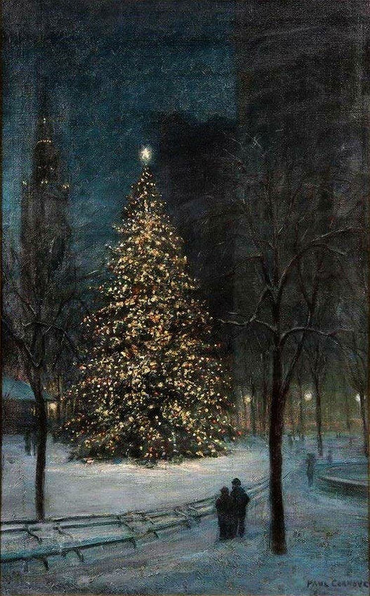 marysia_cc's tweet image. Paul Cornoyer 
Christmas in Madison Square Park, 1910