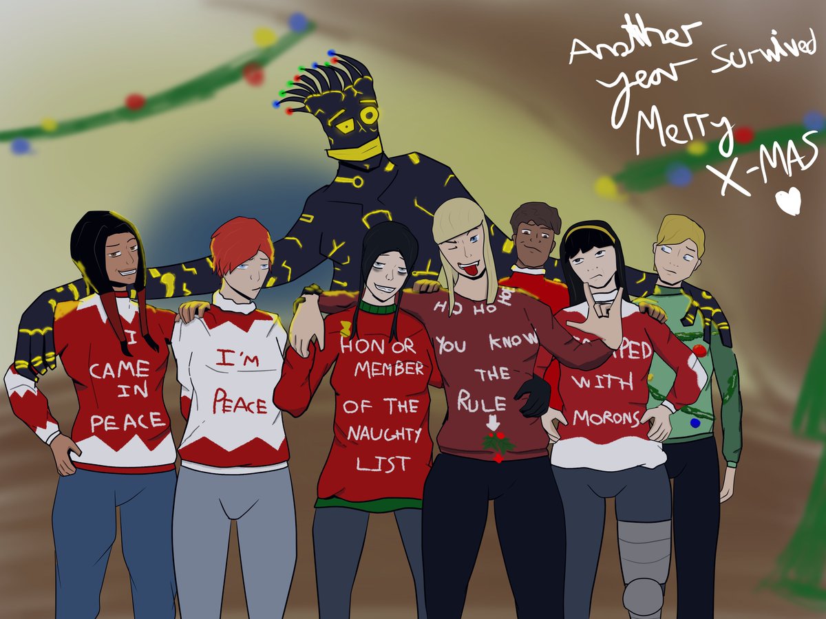 Little_demaker0's tweet photo. "Doug said it was a good idea… we think he had very different sweaters in mind. No one picked their own, if it isnt obvious"

#xmen  #newmutants #marvel #fanart #magik #warlock #oc #ocart #marveloc #newmutantoc #xmenoc #danimoonstar #rahnesinclair https://t.co/BtkPAtr3ey