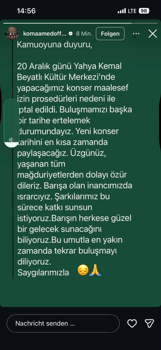 ErennnnKeskinnn's tweet photo. Koma Amed konserinin yasaklanmasının tek nedeni müziğin ortak coşkuya olan olumlu etkisidir. Kürdün ortak coşkusu ve barış talebinden korkmaktır. #komaamed https://t.co/kOi8lbvs5U