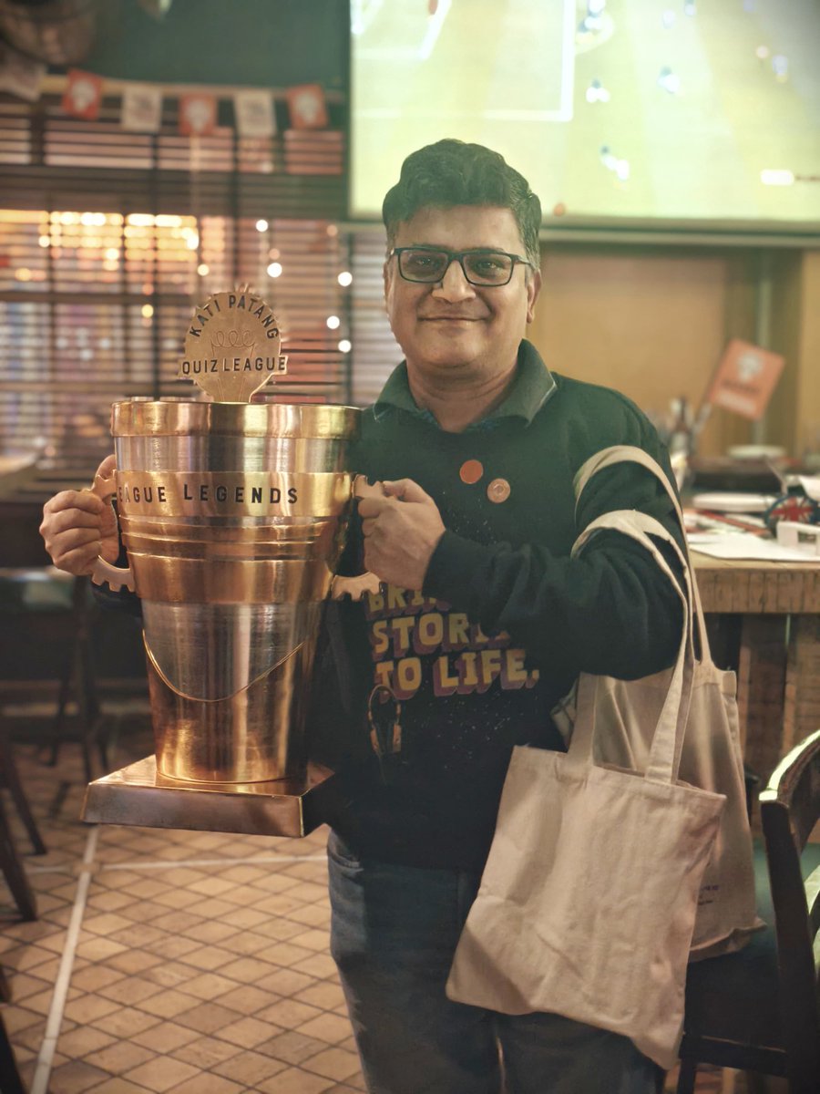 indranath's tweet image. Champions! 🏆 After 6 months of grueling rounds and obscure trivia, we’ve officially taken home the Kati Patang Quiz League 2025! Huge shoutout to the team Bold Man United.
Getting the MVP award was slightly awkward in a team sport but I am not complaining.
