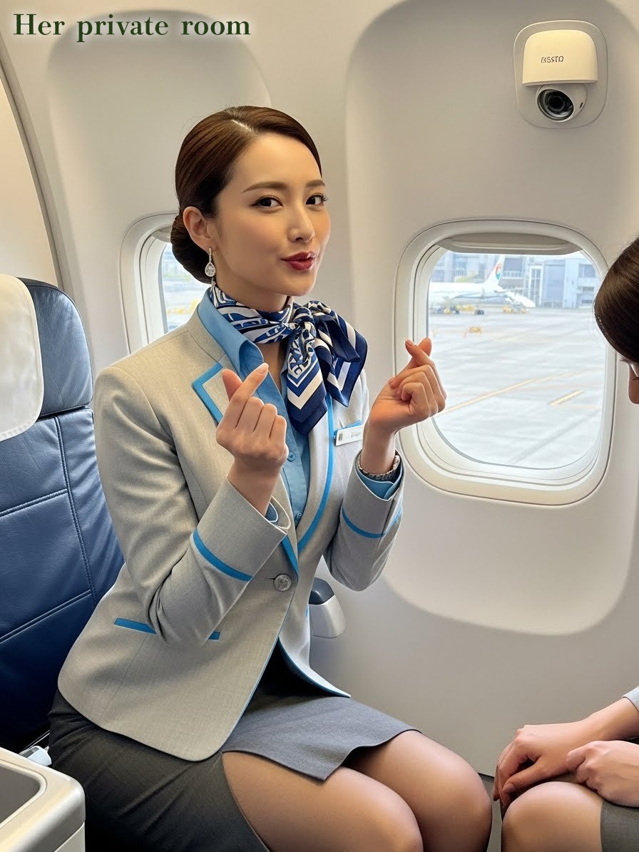 H_private_room's tweet image. 「離陸前、ハートマーク二つでテンション上げたいのですが、目の前の先輩、呆れて寝ていますね💛 Before takeoff, I want to raise my spirits with two heart marks, but the senior in front of me is sleeping in amazement💛」#leather #boot #ImageFX #AIart #客室乗務員 #Cabinattendant