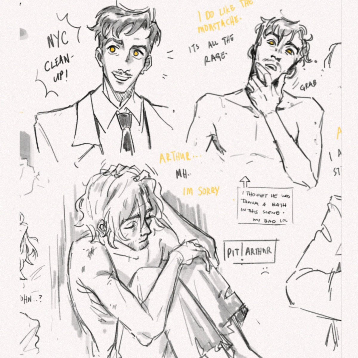 gunstellations's tweet image. #malevolent sketches (slight spoilers in the later pictures!)
finally biting the bullet and attempting at a design for arthur....my mad little man