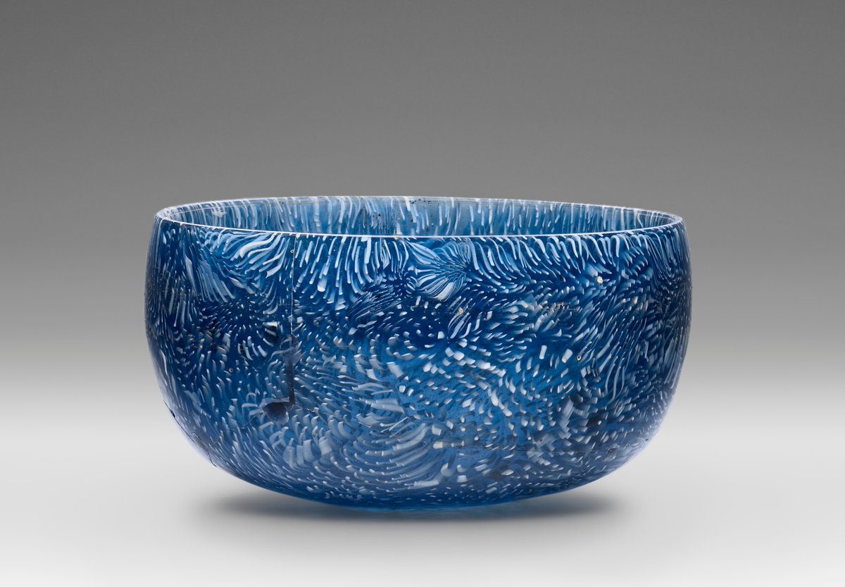 An antique glass bowl of Greek or Roman make. 1st century BC. Getty Museum.

ὅταν θανάτοιο
κυάνεον νέφος καλύψῃ, λείπεται
ἀθάνατον κλέος εὖ ἐρχθέντος
-
When shrouded by the dark blue cloud of death,
immortal glory of deeds well done remains.
Bacchylides, Victory Ode 13