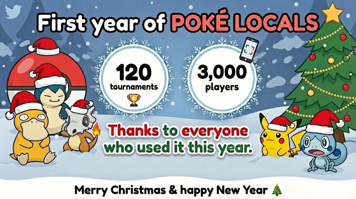 pokelocals's tweet image. First year of POKÉ LOCALS
120 tournaments • almost 3,000 players checking pairings on their phones

Thanks to everyone who used it this year. 

If you organize, give it a try: pokelocals.online

Merry Christmas &amp;amp; happy New Year 🎄
#PokemonTCG #PlayPokemon #PokeLocals