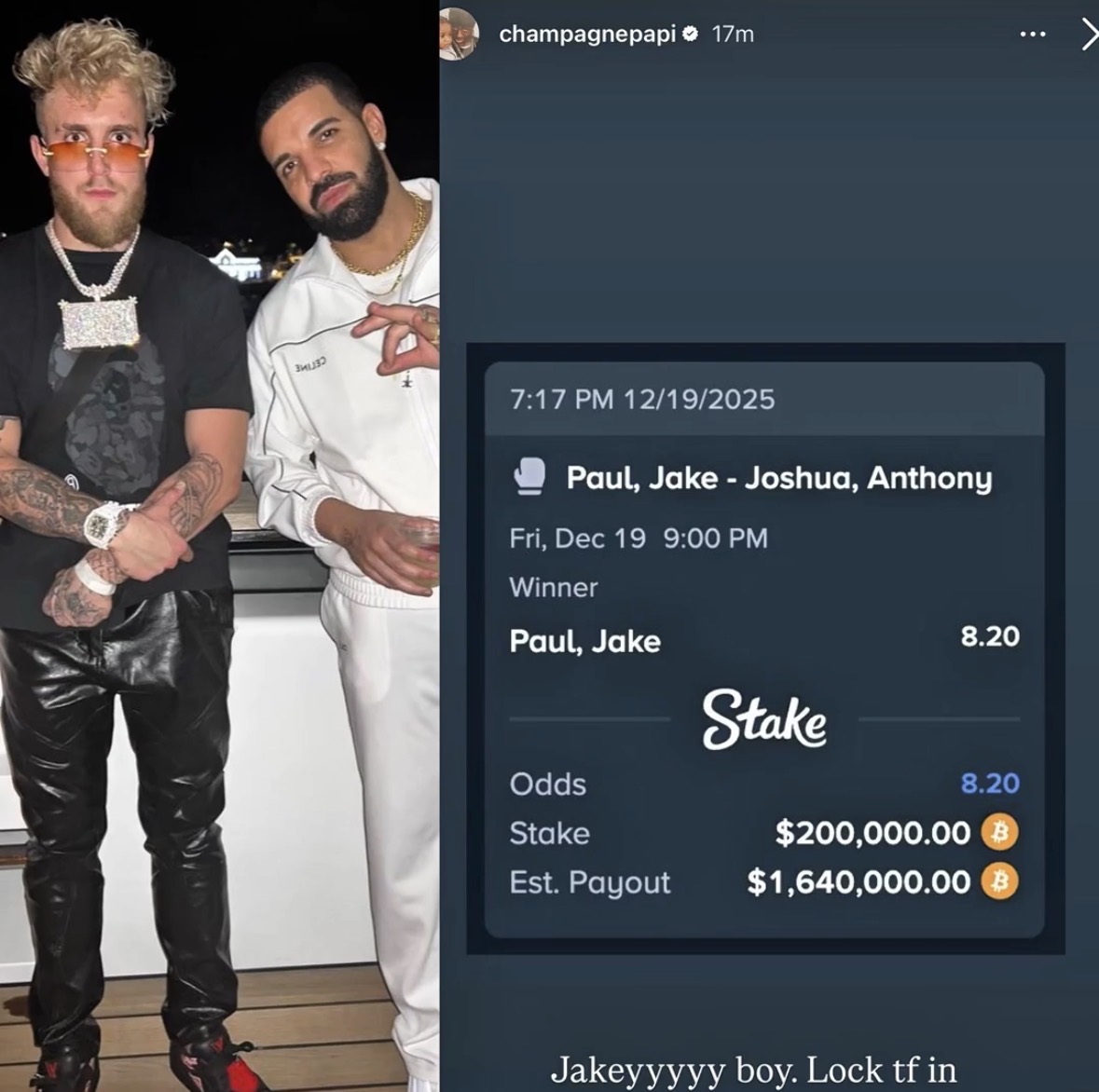 Drake lost $200,000 worth of $BTC betting on Jake Paul to beat Anthony  Joshua. 🤦🏻‍♂️ He should have just held. 🟠