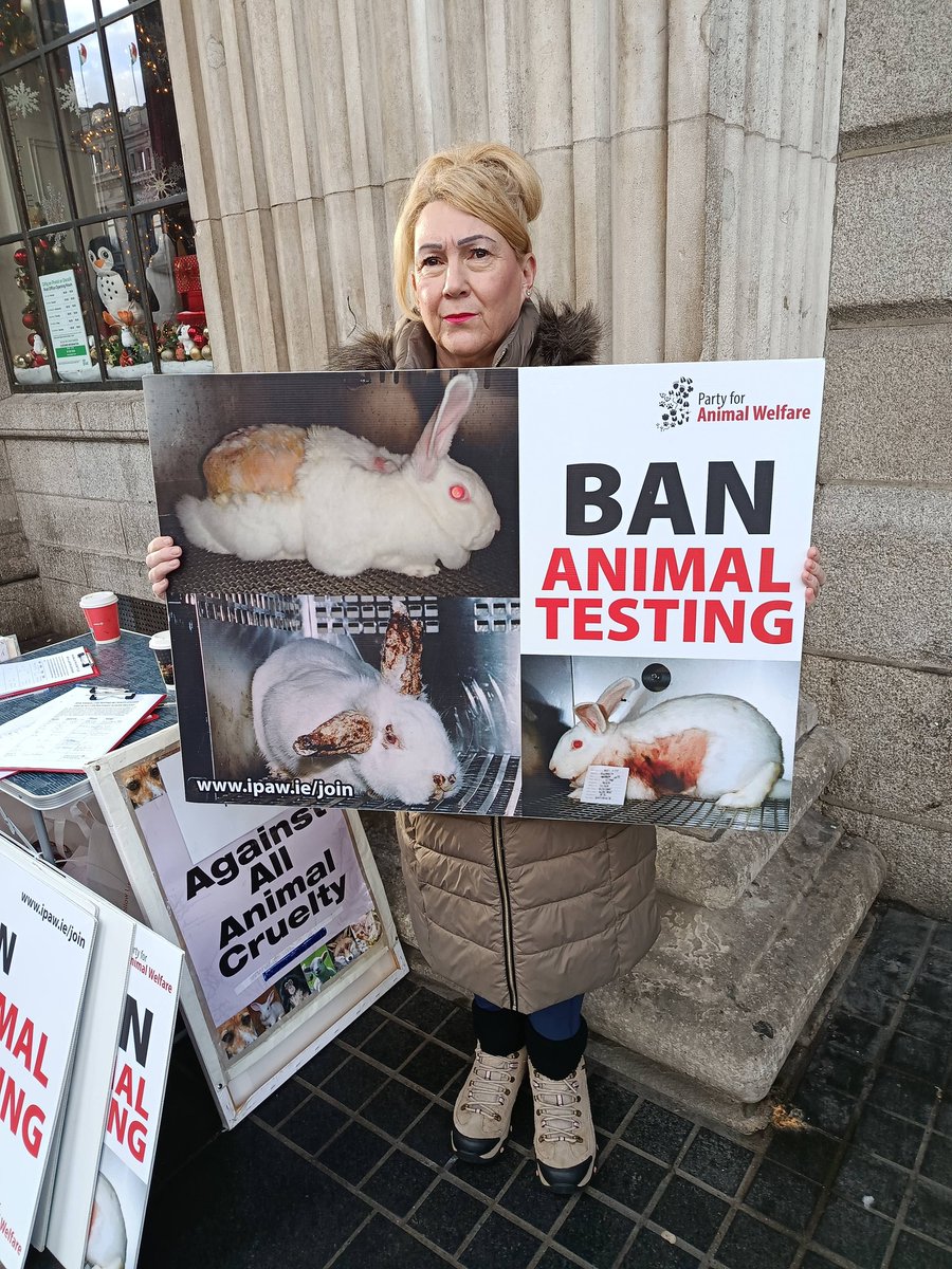 AnimalPartyIE's tweet photo. A huge amount of engagement with the public today in support of a #BanAnimalLabTesting. Shame on the #irishGovernment for not acting on this. #Shame on them!! They just last Wednesday voted down the Bill against #foxhunting! What shower of heartless creeps have we in government!! https://t.co/yVPh3Iu8Hx
