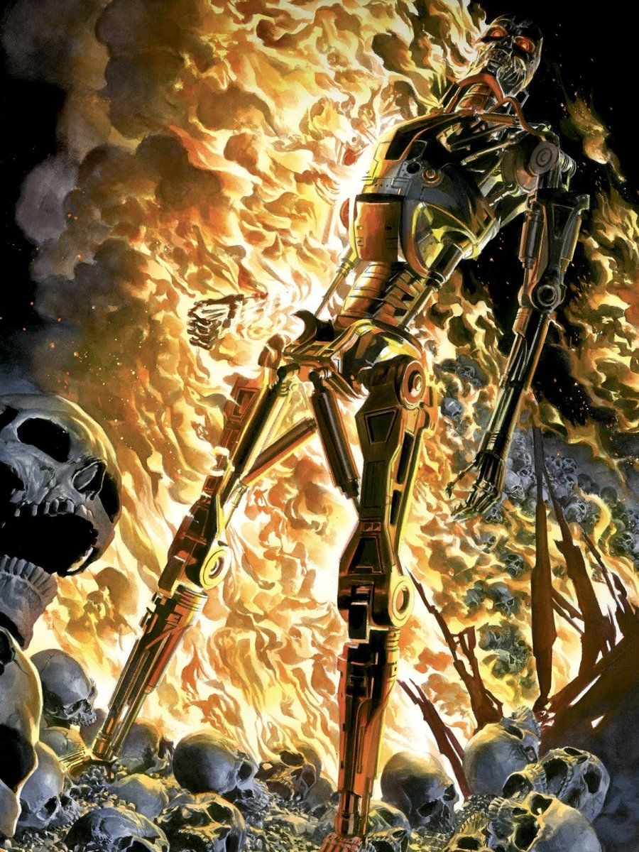 HeavyMetalInk's tweet photo. The Terminator: The Burning Earth is a five-issue miniseries published by NOW Comics in 1990, written by Ron Fortier and fully painted by Alex Ross in his first professional published work. Set in the future of the Terminator universe, it follows an adult John Connor leading the human resistance in a desperate attempt to destroy Skynet and prevent total annihilation. 🤖🔥 @thealexrossart 

The comic is especially remembered for Ross’s artwork, which already foreshadows his epic, hyper-realistic style, even at an early stage of his career. While the script received mixed reactions, The Burning Earth became a cult work due to its visual impact and historical importance, later being collected by Dark Horse Comics. 🎨⚙️