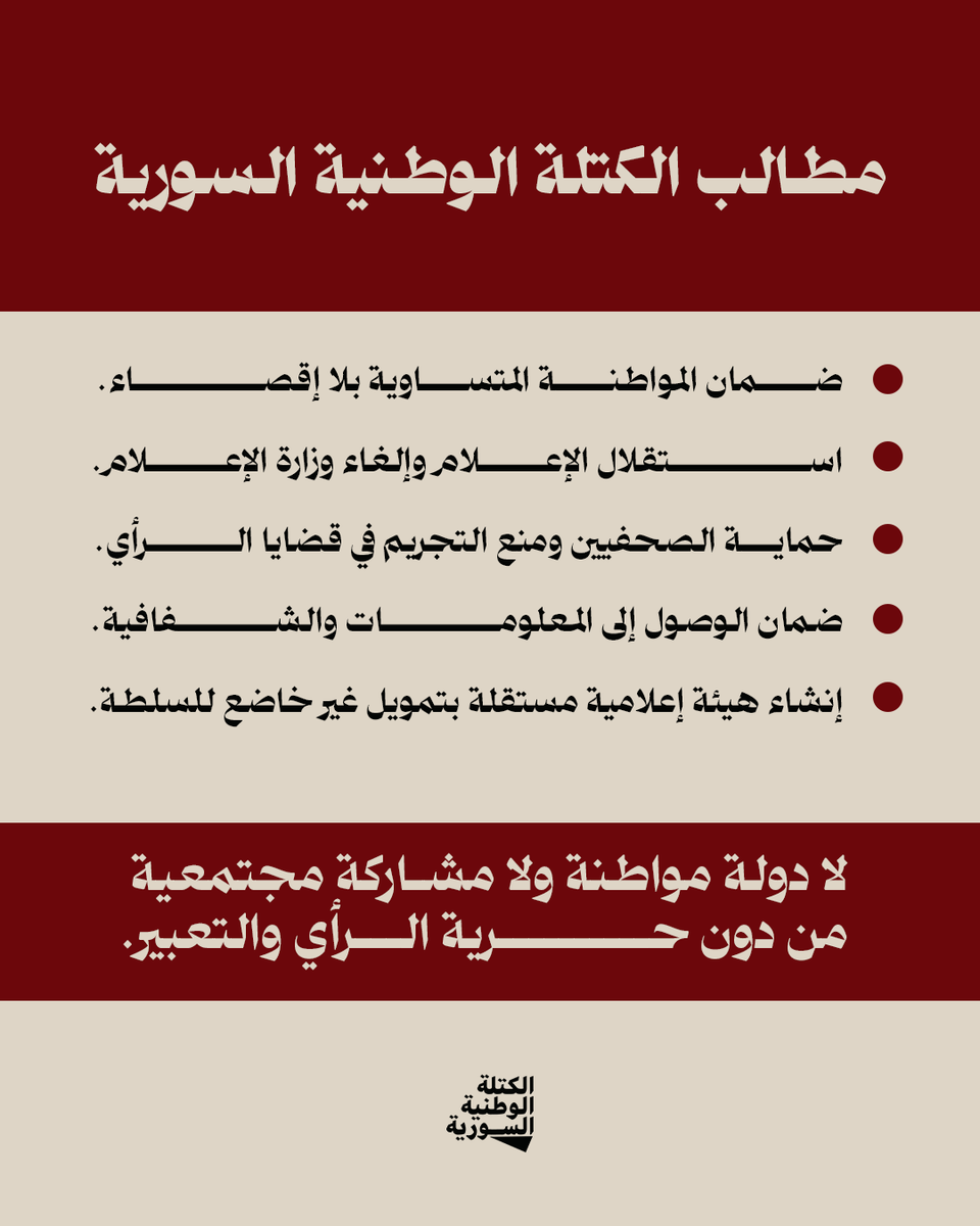 BlocSyrian's tweet photo. #حرية_الرأي_والتعبير، حق إنساني لا ينتقص.
لقراء ورقة #الكتلة_الوطنية_السورية حول الموضوع:
https://t.co/PZn5D5pdqN https://t.co/A3V5l6HrLI