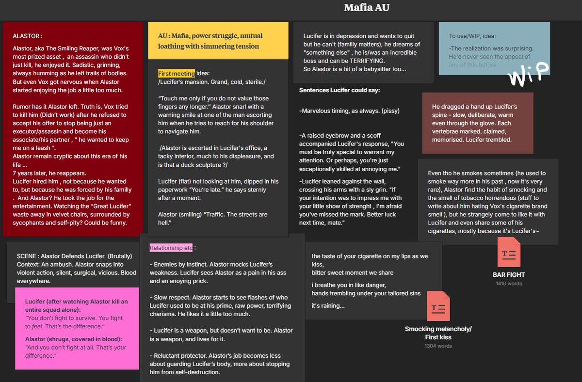 Reverse_Dusk's tweet image. Due to popular demands, i'll share a bit of my #radioapple Mafia AU here, a little board to give you the vibe and some info + two little snippets/texts fic, etc.
[please be mindfull that it's a WIP and that english is not my first language ] #ChromaRAmafiaAU
-a thread 🧵⬇️