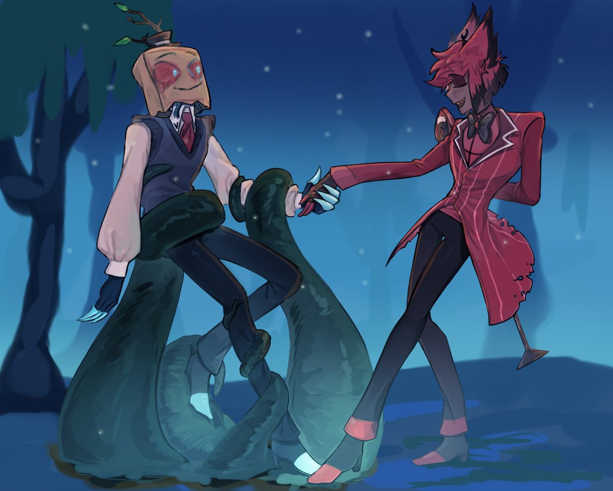 mary_midoriya's tweet photo. hc: Al brought Vox’s body to the hotel and started dressing him up as Vincent 

#StaticRadio #voxal #StaticSilence https://t.co/e4HrtFiZnT