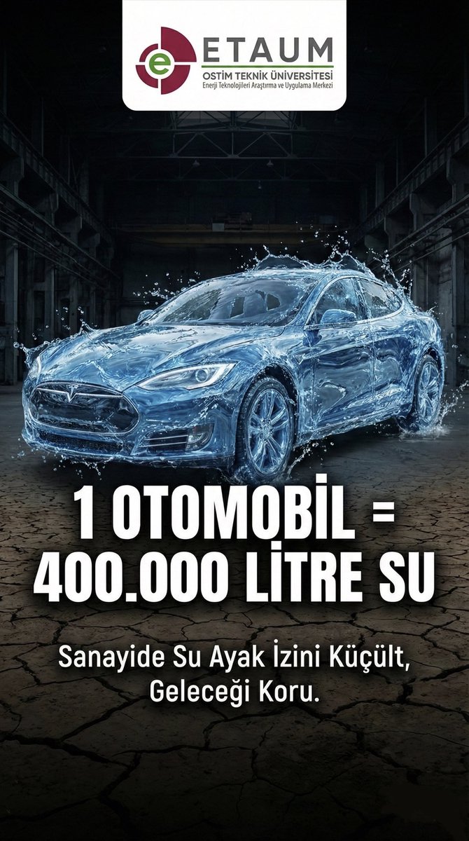 OTUETAUM's tweet photo. 🚗💧 1 otomobilin üretimi ≈ 400.000 litre su

Sanayide su, en kritik kaynaklardan biri.
Su ayak izini azaltan teknolojiler ve verimli üretim süreçleri artık zorunlu.

🌍 Sanayide suyu koru, geleceği koru.
@ostimteknikuniv 
#SuAyakİzi #SürdürülebilirSanayi #YeşilDönüşüm #ostim https://t.co/b6CHWGD0Ny