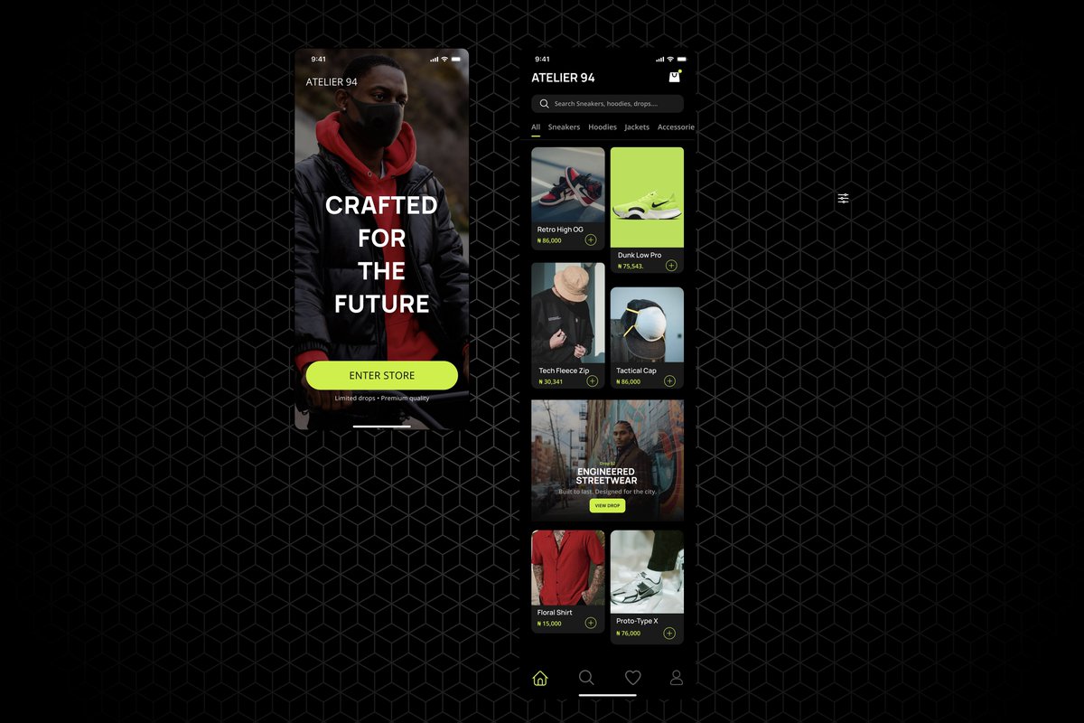 legxytons's tweet photo. I designed this Launch screen + shopping experience for a luxury streetwear brand.

Dark mode, bold type and editorial layouts.

Still learning, still cooking. https://t.co/sDqssWxb1Q