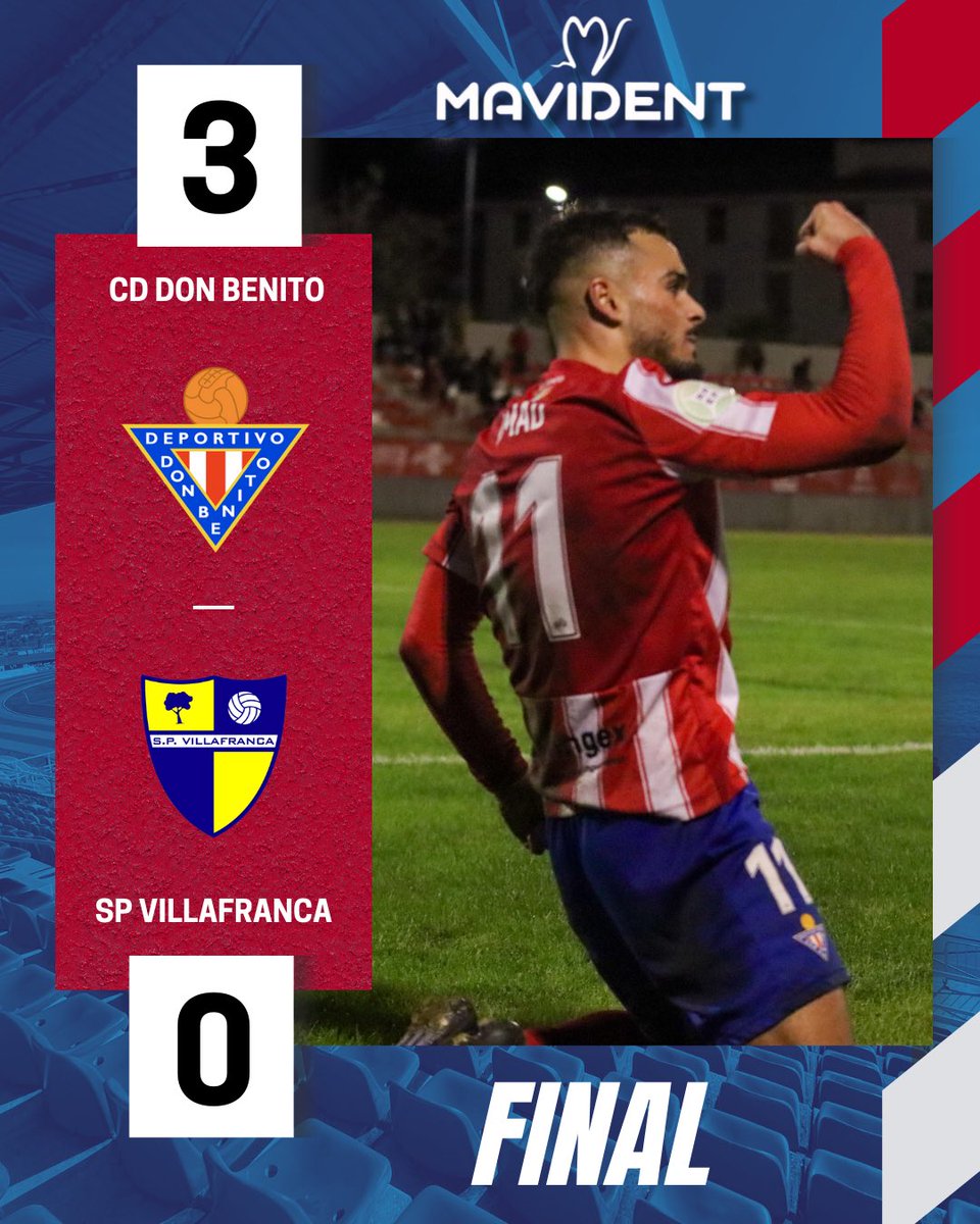 FINAL DEL ENCUENTRO | 

CD Don Benito 3️⃣ - 0️⃣ SP Villafranca

¡¡VICTORIAAAAAAAAAAA ROJIBLANCA PARA SUBIR A LO MÁS ALTO DE LA CLASIFICACIÓN!! +3❤️🤍

💪🏻🧠 CONFIANDO EN EL PROCESO 

#DonBenitoVillafranca