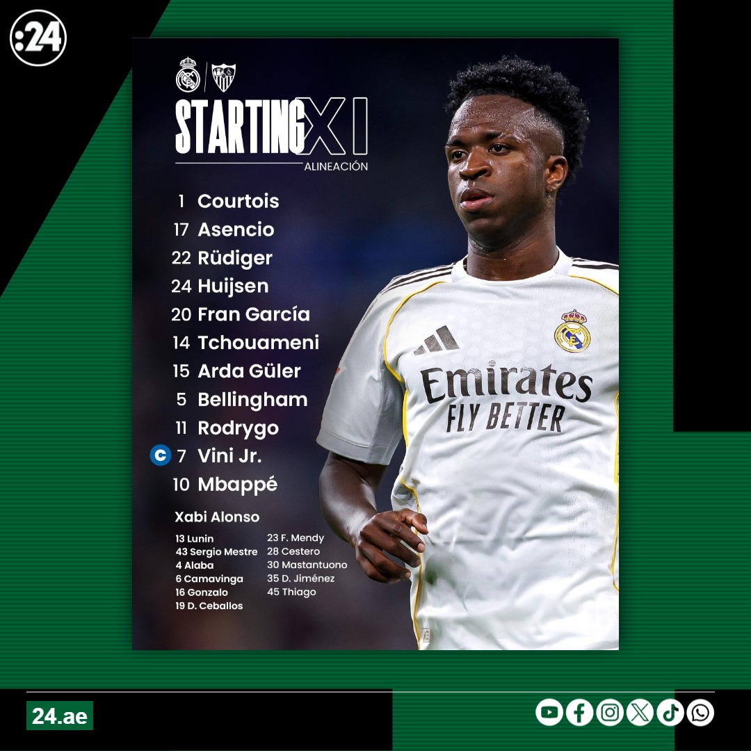 تشكيلتا ريال مدريد إشبيلية في #الدوري_الإسباني 