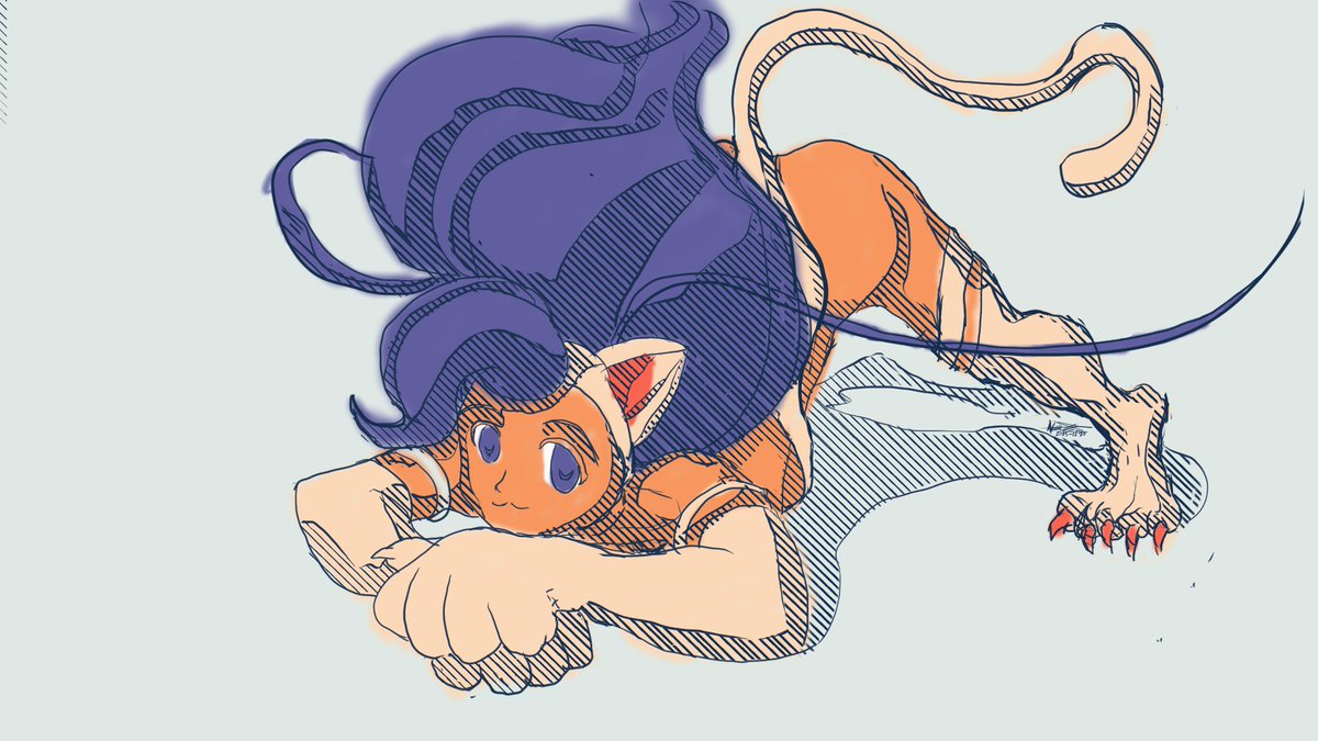 NumakieS's tweet image. I took Felicia's colors from the MVC2 portrait, and I wanted to try and do the line shade that is on it. The method is a lil scuffed, but I think I succeeded.