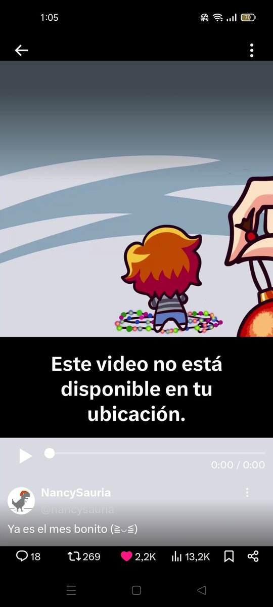 dario_najar's tweet photo. @nancysauria Porque ya no está disponible el vídeo? No solo este todos los vídeos me salen así, es por la actualización?
Soy de Honduras https://t.co/QMo9V7tRTd