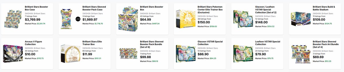 Sealed Market Comparison

Celestial Storm, there's literally nothing in it. Booster box is 2,700

Brilliant stars has everything you need. Charizard and Arceus chases plus legendary bird regional variants. Box is $500

The market is stupid but you don't have to be.