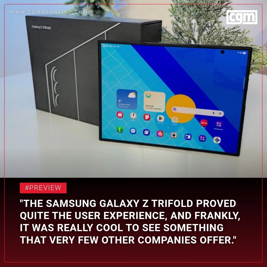 CGMagonline's tweet photo. "The Samsung Galaxy Z TriFold proved quite the user experience, and frankly, it was really cool to see something that very few other companies offer."

https://t.co/x5Z7P3woG6

#Samsung #SamsungGalaxy #ZTriFold #TriFold #Foldable https://t.co/DMN3ytyHSu