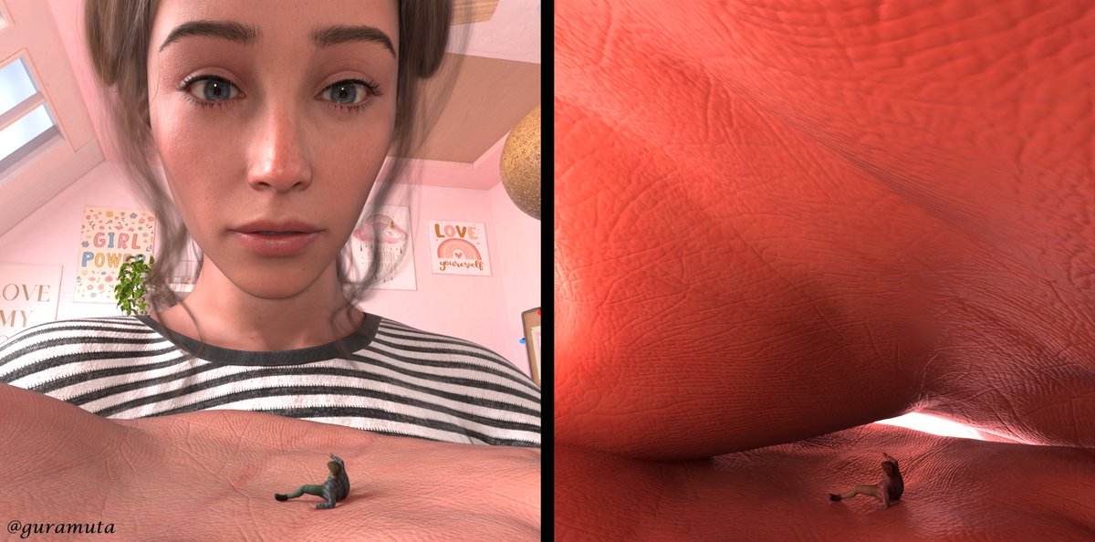 A Tiny Person on a Palm
手のひらの上の小さな人間
#サイズフェチ #シュリンカー #sizetwitter #giantess