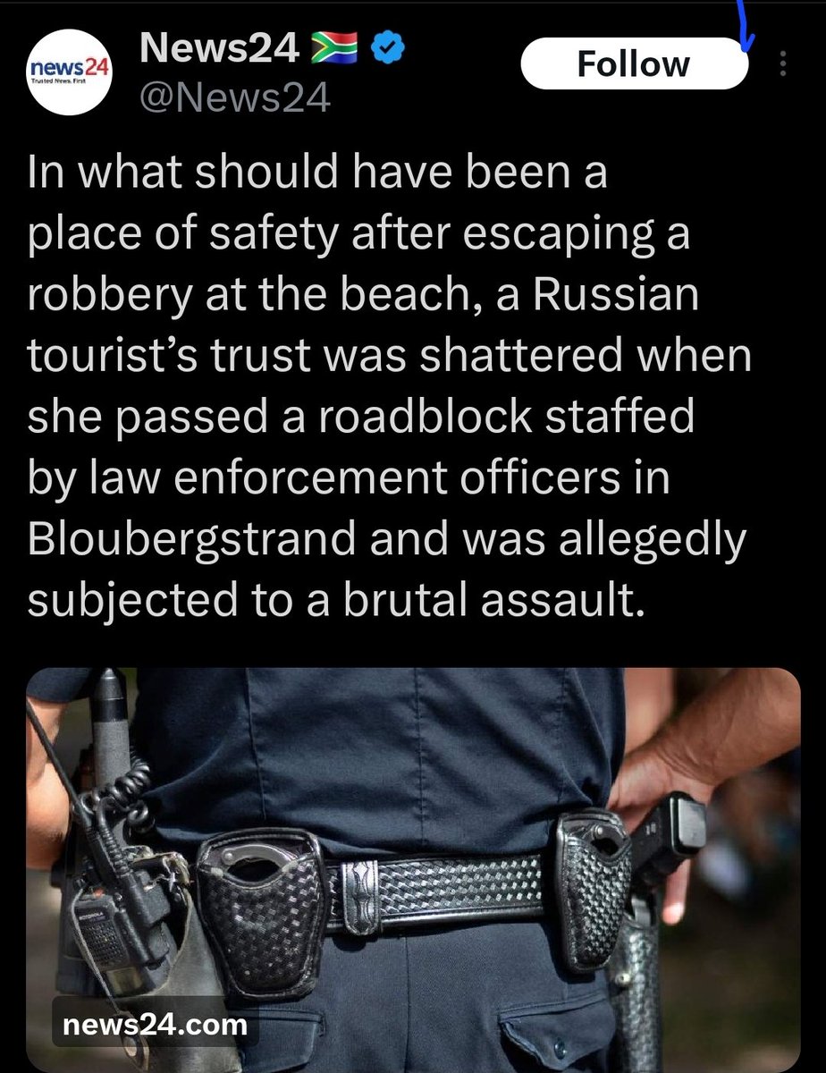 RiseAgainstEvil's tweet photo. And you wonder why there are travel warnings abroad? Do NOT visit South Africa!

A Russian tourist in Cape Town, South Africa, who had just escaped a robbery at the beach, sought safety by approaching a police roadblock in Bloubergstrand. Instead, she was subjected to a brutal assault by law enforcement officers (SAPS or metro police), who also reportedly robbed her of valuables. She was later arrested on charges of assaulting an officer.

The incident shattered her sense of security, turning what should have been a refuge into further trauma.