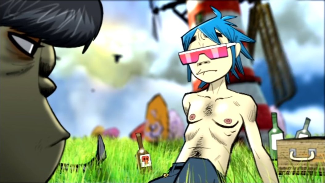 minatozakizamo's tweet image. oh murdoc pathetically and/or dreamily staring at 2D you are so dear to me