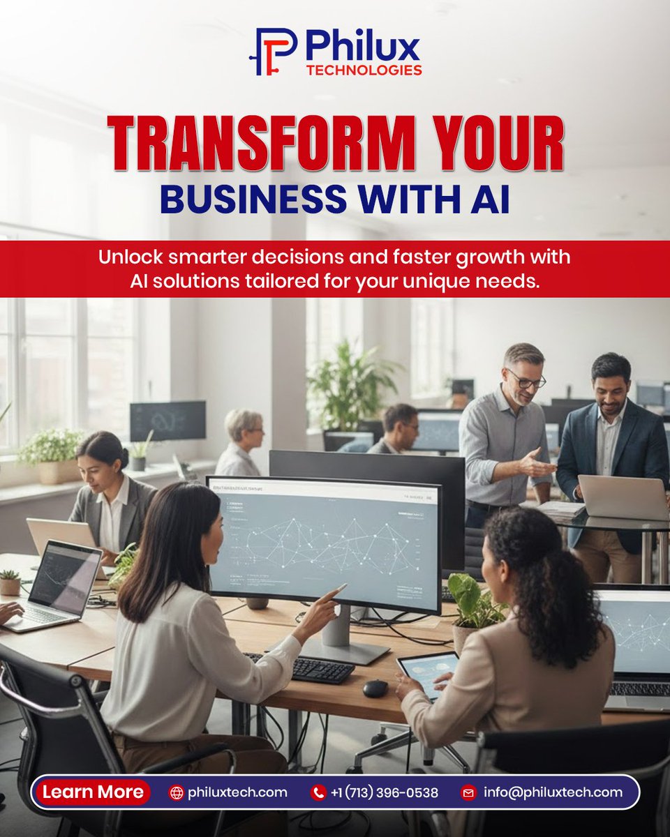 PhiluxTech's tweet photo. Philux Technologies delivers AI solutions tailored to your needs unlocking smarter decisions, faster growth, and real operational impact. From insights to automation, we help you stay ahead.

🔗 Learn more: https://t.co/6N6kbEnCom

#ArtificialInteligence #philuxtech https://t.co/MbQQAaSPyW