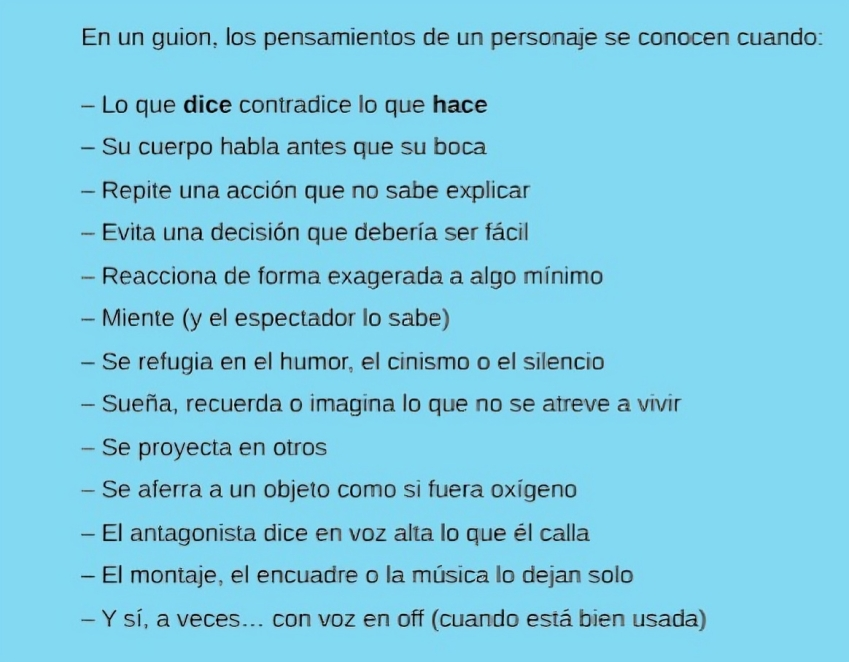 Hoy en el taller hablamos de cómo conocer los pensamientos de los personajes en un guion, ya que todos y todas sabemos que los pensamientos no se pueden filmar, en teoría...