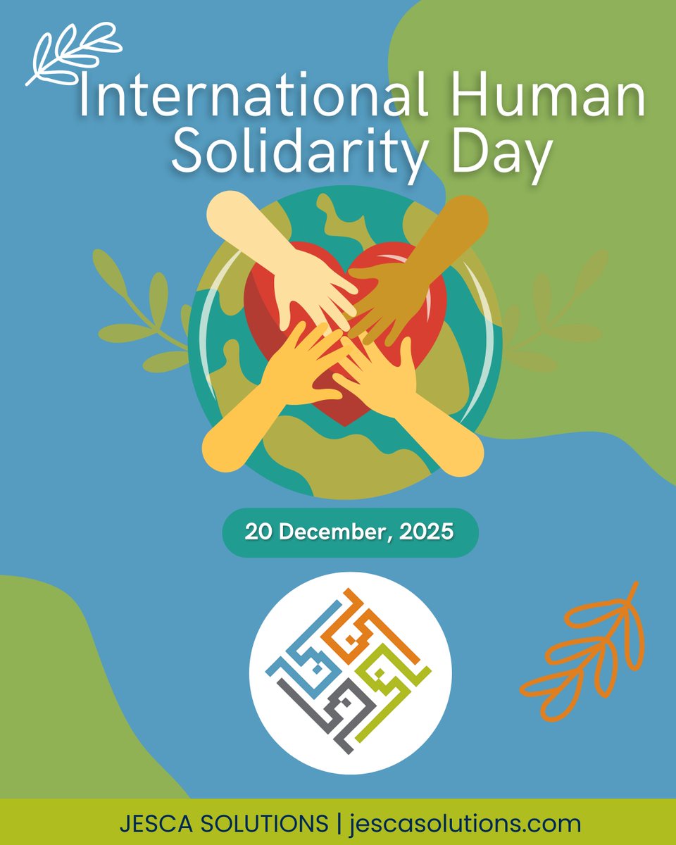 JescaSolutions's tweet photo. Human Solidarity Day.

Theme: Solidarity for Sustainable Development.
Clear plans, open data, accountable delivery, small habits that add up to inclusion. ~808M in extreme poverty reminds us that work is urgent.

#HumanSolidarityDay #SDGs #JESCASolutions https://t.co/MmctbaCMjB