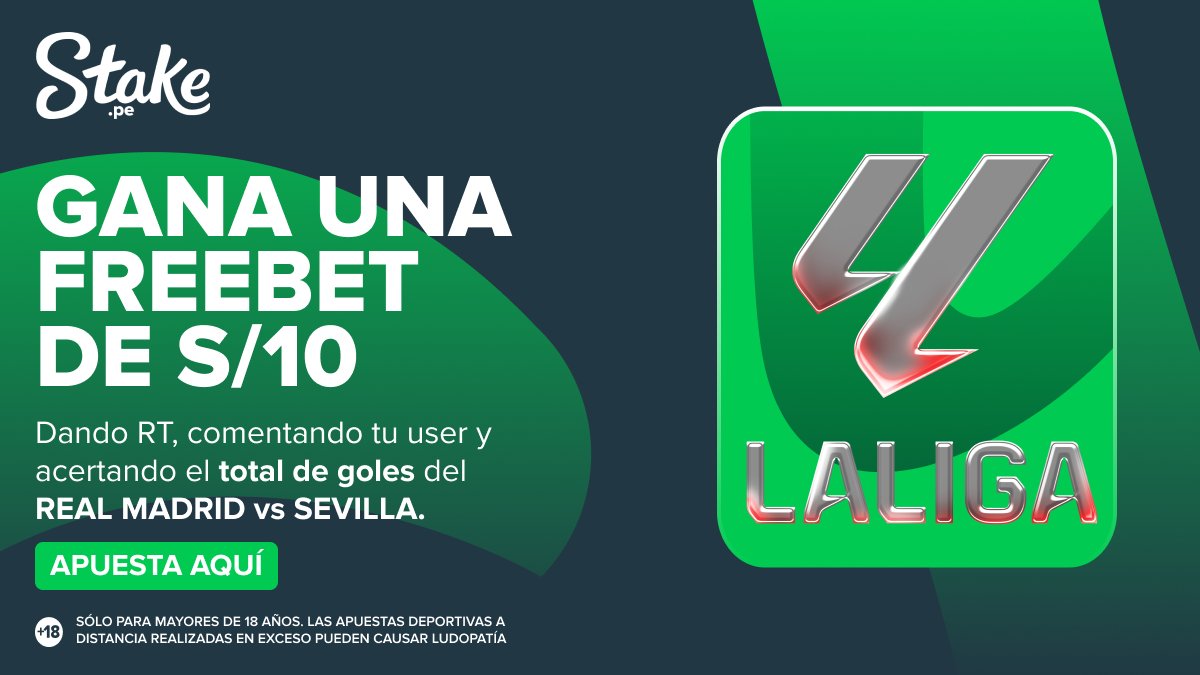 ¡Juega el Madrid! ⚪️

Recibe en el Bernabeu 🏟️ al Sevilla en la lucha por la punta de la tabla 💥

Sortearemos 4 freebets de S/10 💸 entre todos los Stakers que den RT y acierten el total de goles del partido ⚽️

Apuesta aquí: bit.ly/4aqOrwP