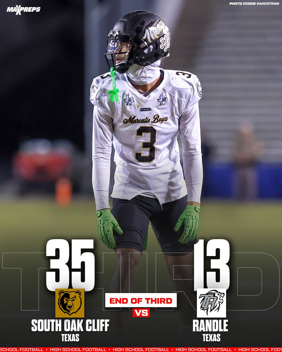 MaxPreps's tweet image. South Oak Cliff (TX) with big 35-13 lead vs Randle (TX) heading into the 4th quarter of UIL 5A-D2 Texas State Championship Game 🔥🏆 #Texas #HighSchool #Football #StateChampionship

maxpreps.com/tx/dallas/sout…