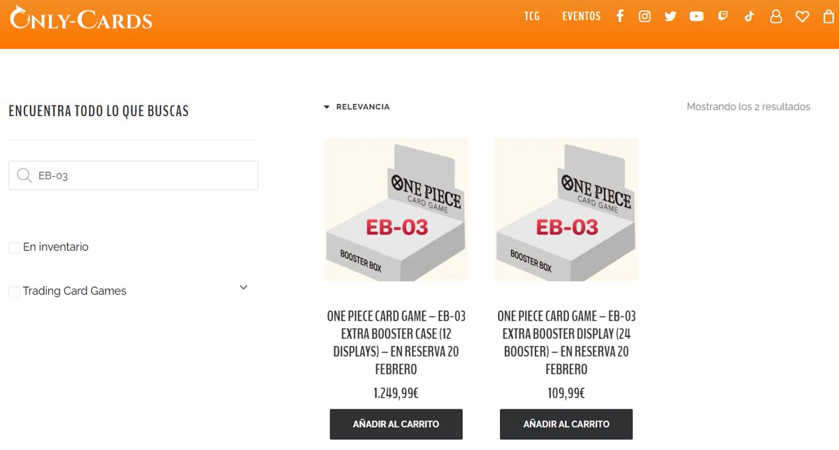 Agotada la primera remesa de reservas de eb-03 en solo 3 días. Hemos subido una nueva remesa y lo más seguro es que sea la última only-cards.com/categoria-prod…