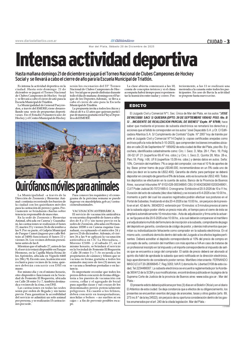 Toda la información del día 20/12/2025