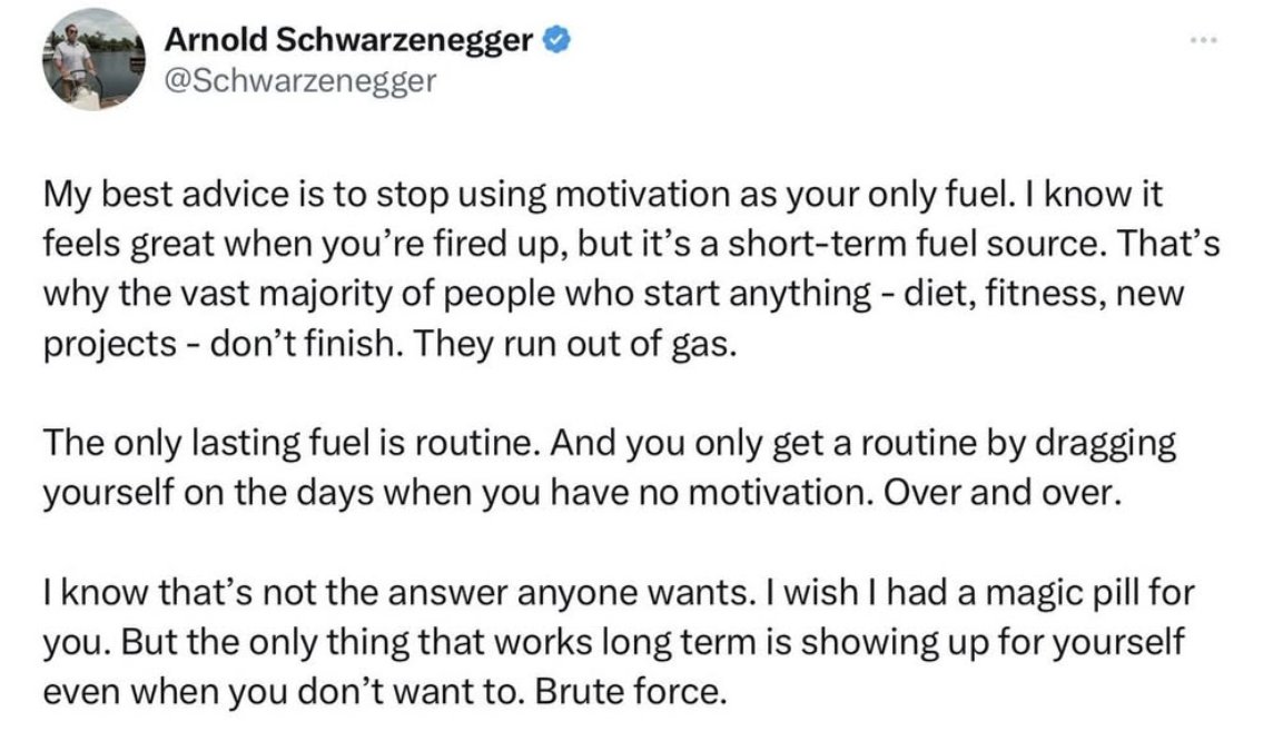 Sage words fro the Governator. #justdoit